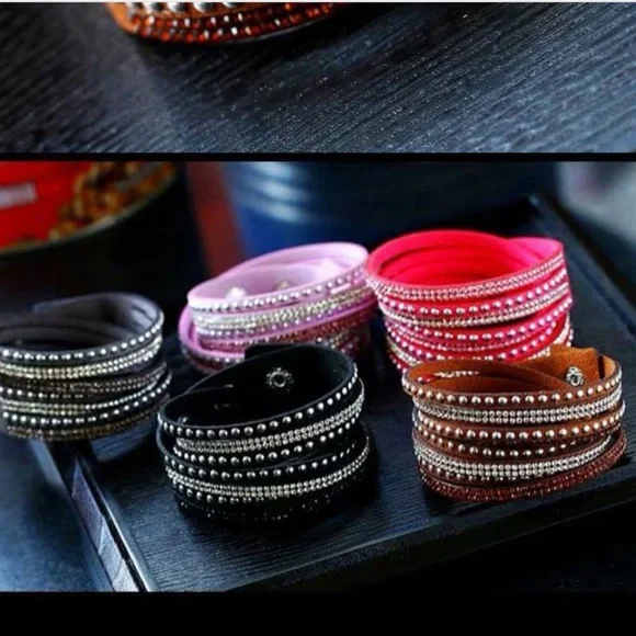 Colorful Rhinestone Wrap Bracelets Various Colors - Picture 1 of 6